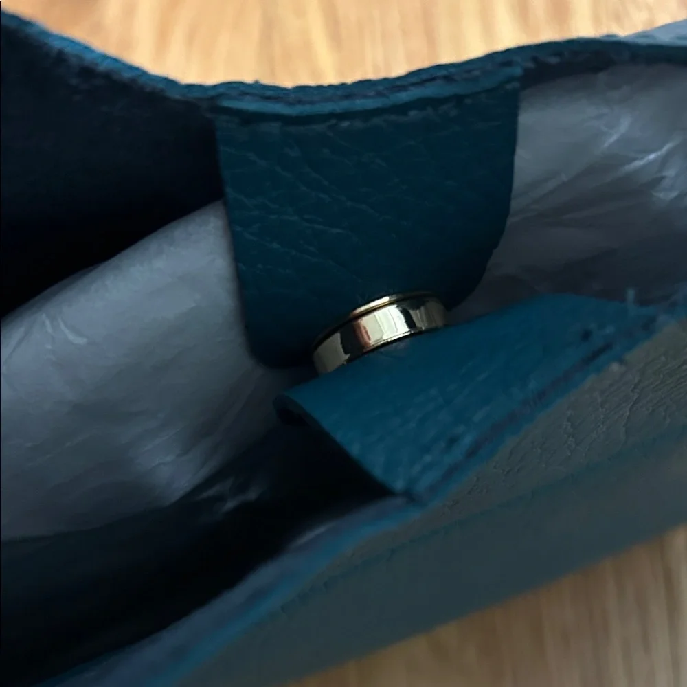 Banana Republic Teal Pebbled Leather Shoulder Bag - Picture 2 of 4